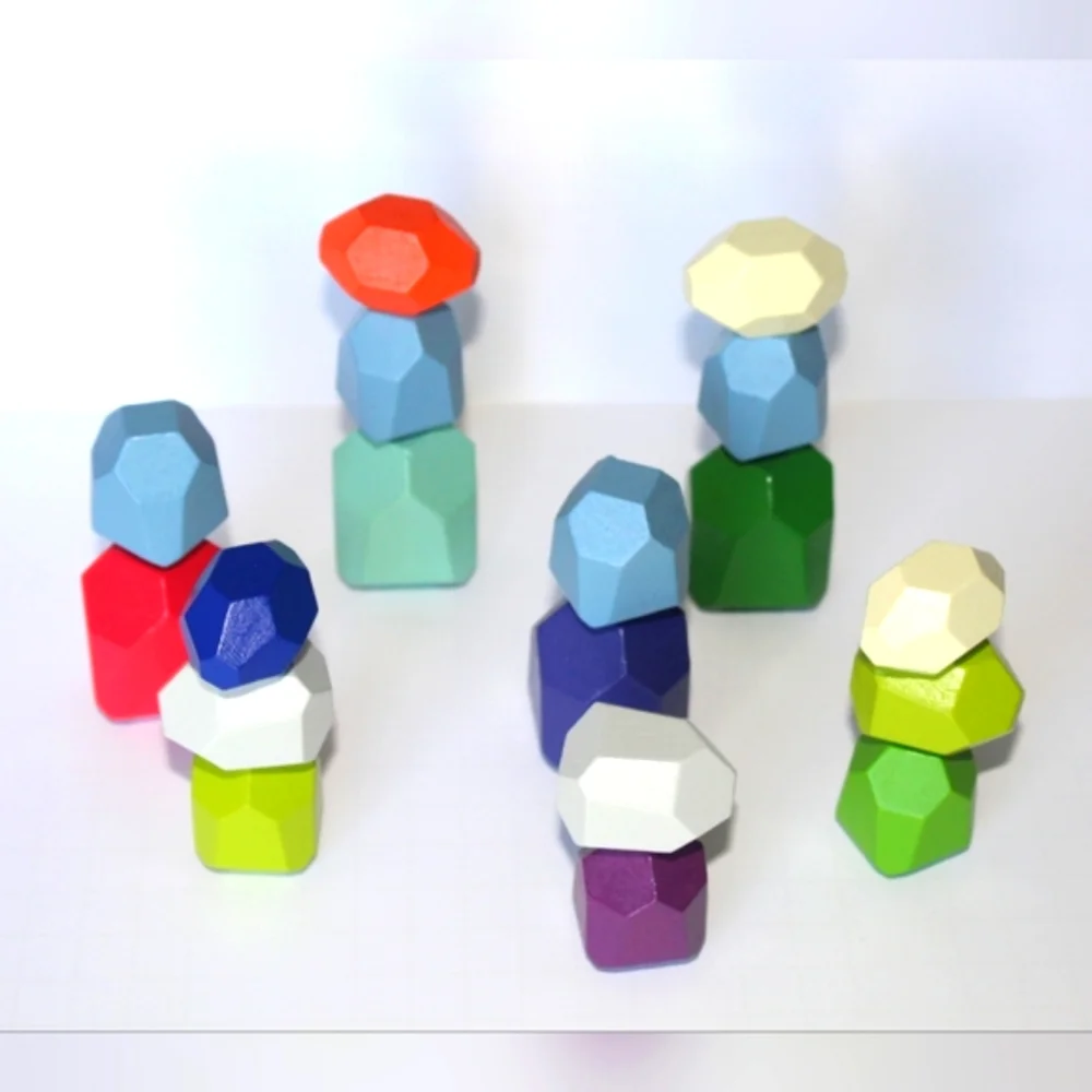 ✨🆕✨ Wooden Sorting Stacking Stones/ Rocks - Picture 1 of 9